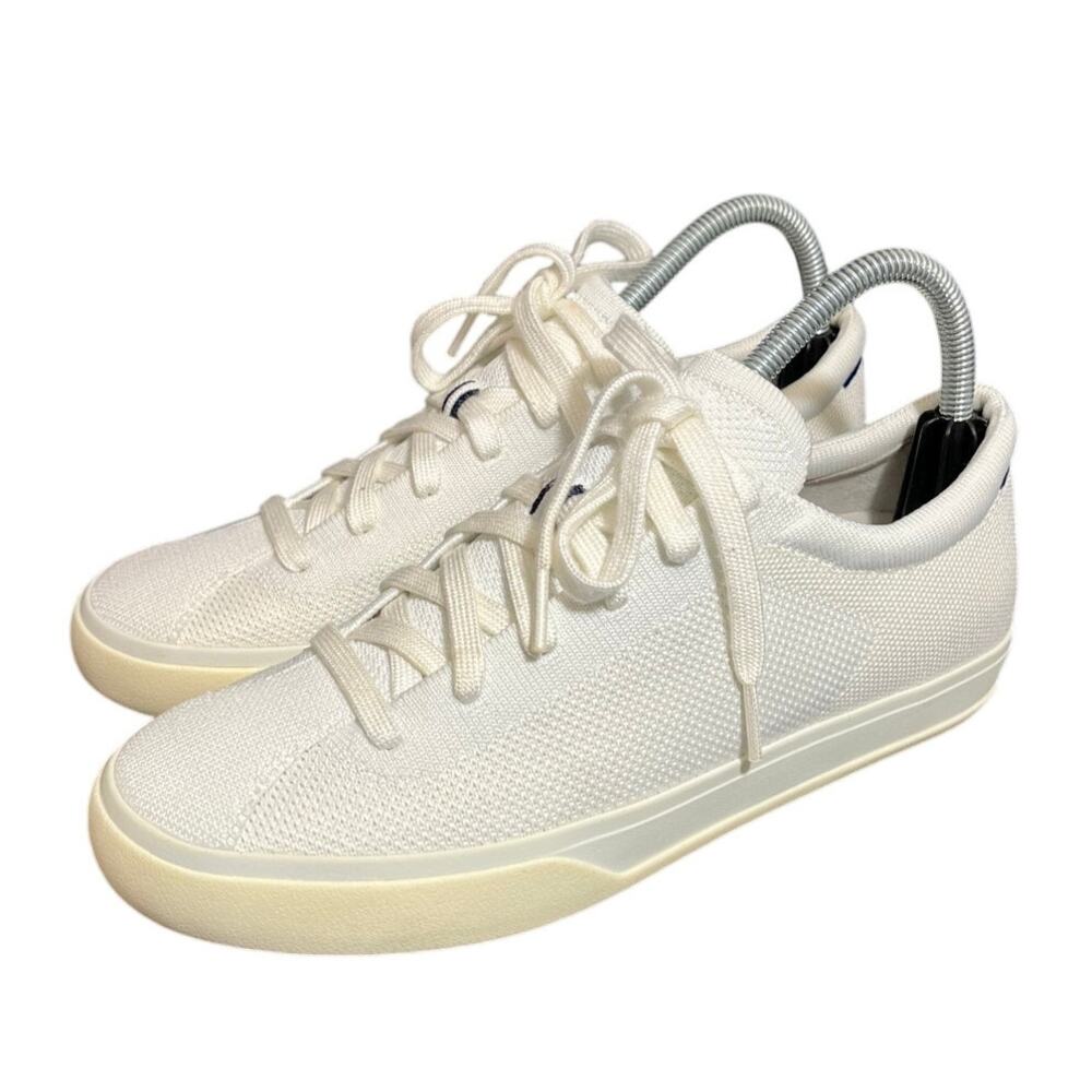 Rothy’s The Lace Up Sneaker Women's Size 9 White Knit Contoured Footbed Shoes